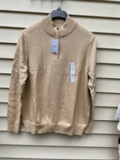Men's Croft  Barrow Regular-Fit 7GG Quarter-Zip Sweater HEATHER BEIGE SIZE L XL