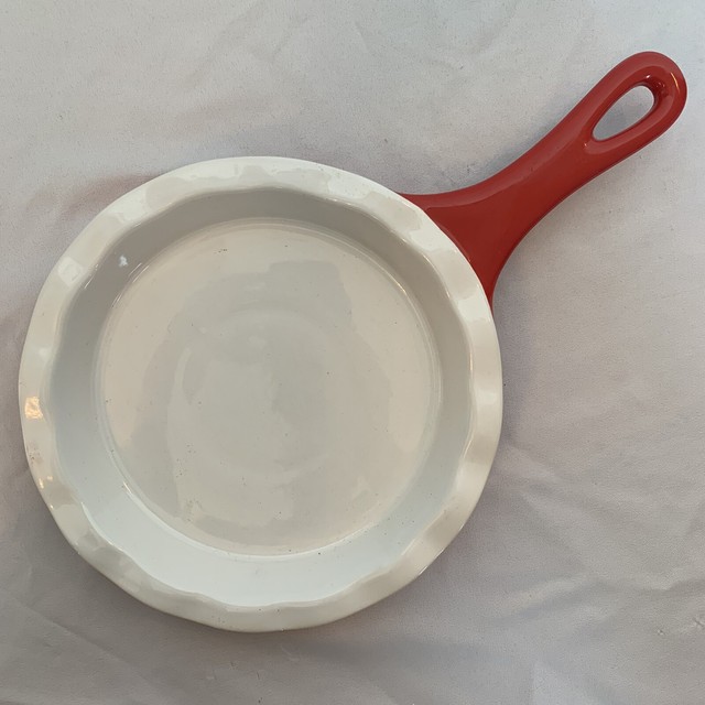 Modern Gourmet Food Stoneware 8” Red White Fluted Pie Tart Quiche Bake