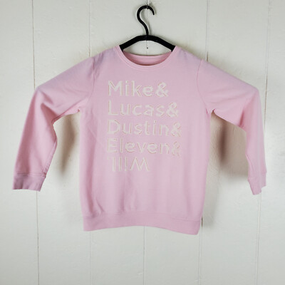 Stranger Things Sweatshirt Girls Extra Large Pink Crew Neck Long Sleeve  Stretch