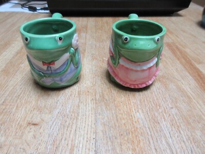 Lot of 2 Mary Ann Baker Otagiri frog mugs (boy and girl)