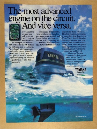 1989 Yamaha Excel 225 V6 Outboard Motor vintage print Ad