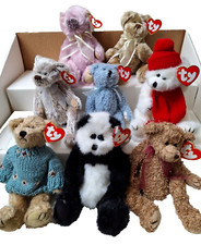 NWT Retired Lot 8 Ty Attic Treasures Jointed Beanies Bean Bag Plush Mostly Bears