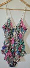 Victoria s Secret Vintage Gold Label Teddy Pink Floral Lingerie One Piece Large