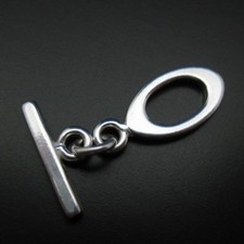 Sterling Silver Toggle Clasp - Smooth Oval Shape 11mm - 1 Set