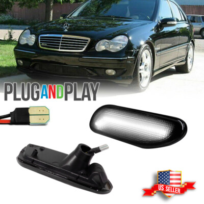 Smoked White LED Side Marker Light For 01-07 Mercedes Benz W203 C-Class C200 300
