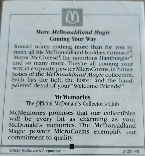 40th Anniversary 1st issue Pewter McDonaldland Magic "Welcome Friends" Figure - Picture 3 of 10