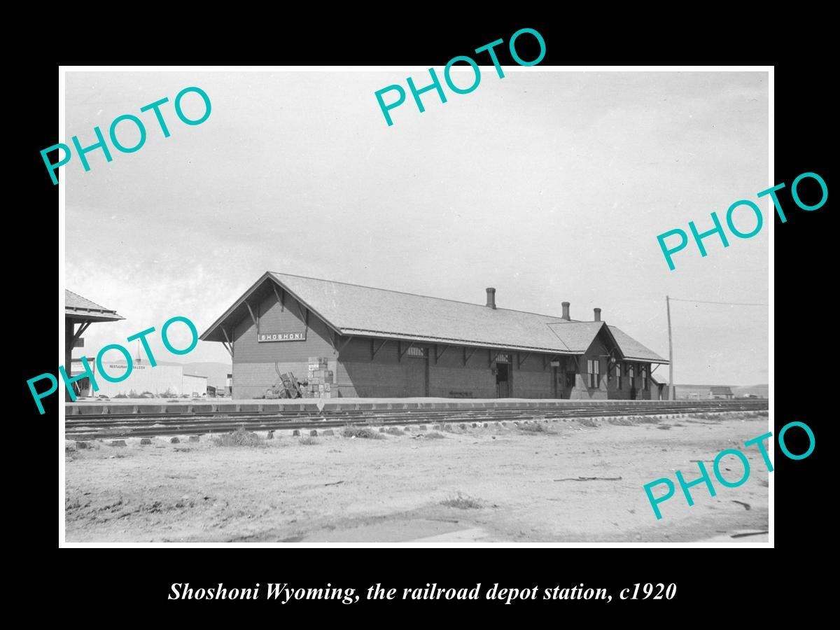 OLD 8x6 HISTORIC PHOTO OF SHOSHONI WYOMING THE RAILROAD DEPOT STATION