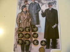 10 BOTTONI RESINA 4 FORI GRIGIO SCURO STILE CORNO CAPPOTTO GIACCA 2,5 CM