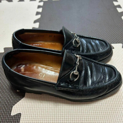 GUCCI Women's Loafers Horsebit Leather Black EU36/US6 From Japan