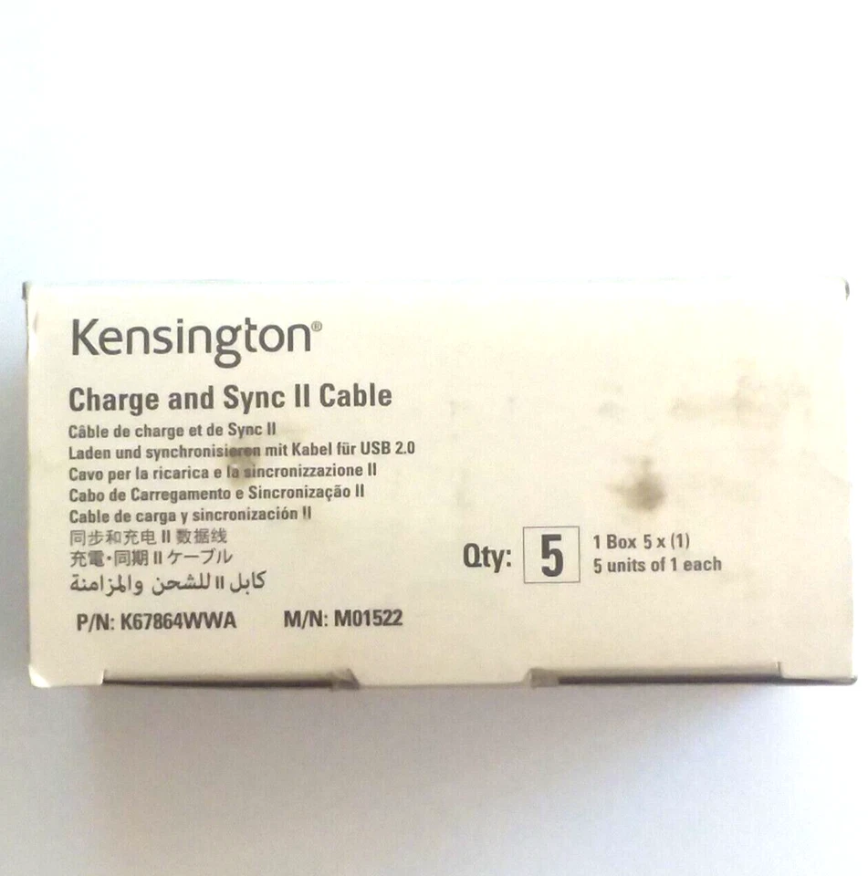 Cable 5 PK Kensington 11.25" USB-A Carga y Sincronización II K67864WWA para iPad iPhone Foto 2 de 4