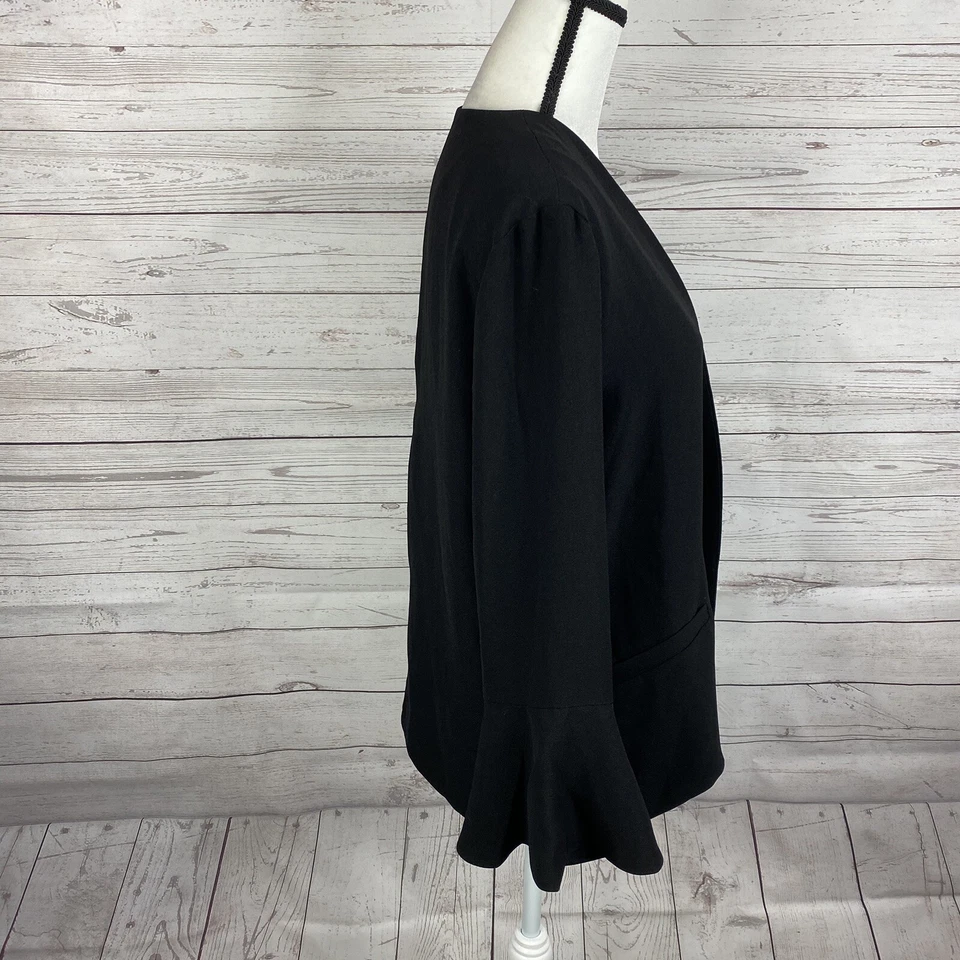 CURRENT AIR Womens Flare Sleeve Blazer Size Small Black Open Front - Image 4 of 4