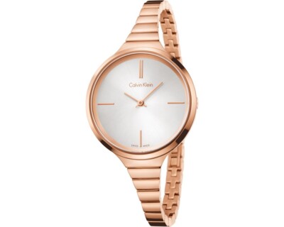 New Swiss Made CALVIN KLEIN Lively Silver Dial Rose Gold-tone Ladies Watch