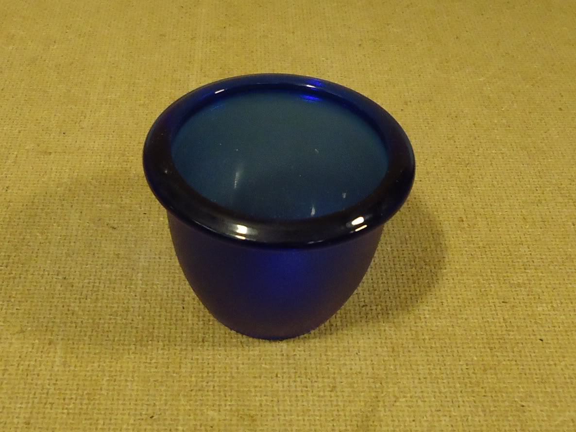 Handcrafted Candle Holder 4in x 4in x 3in Blue Glass