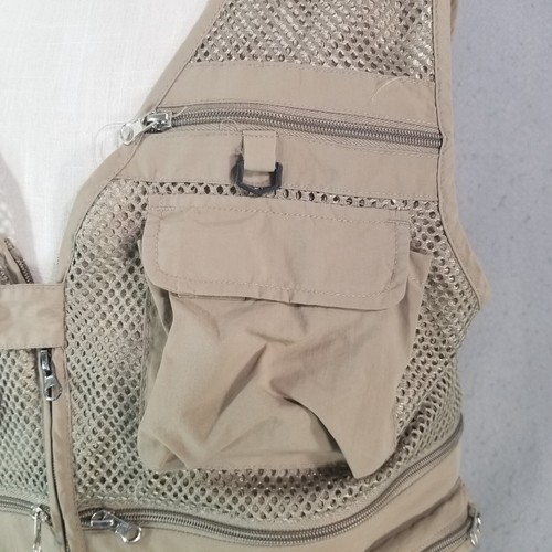 Outdoor fly fishing vest men's medium brown nylon pockets - Picture 8 of 15