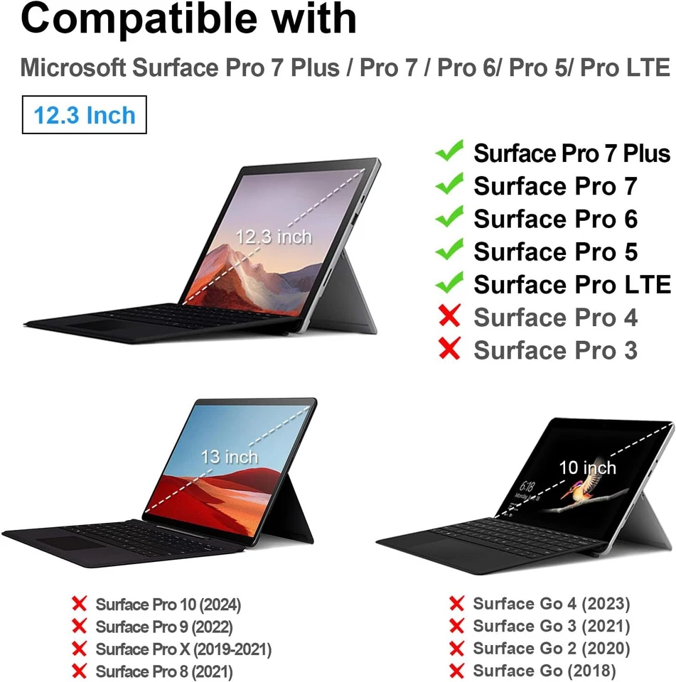 Funda rígida para Microsoft Surface Pro 7 Plus/Pro 7/Pro 6/Pro 5/Pro LTE Folio Cover Foto 2 de 4