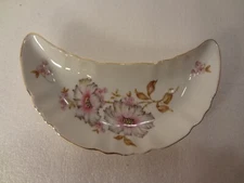 Mitterteich Bavaria - Crescent Bone Dish Germany Flowers Floral