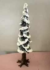 Dept 56 Village Pole Pine Tree 10.5"  5529-8 Heritage Snow Pine Cones Resin