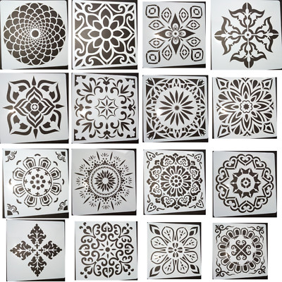 Mandala Schablone wiederverwendbare Vorlage für Kunst zum Selbermachen Malen Zeichnung 15x15cm