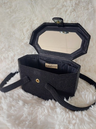 VTG Rare 1930s Hattie Carnegie Black Beaded Evening Bag Clutch Purse - Picture 2 of 10