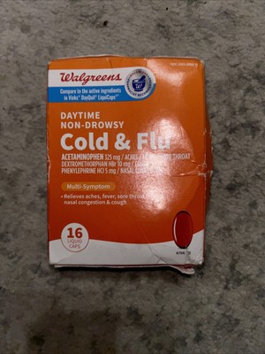 Walgreens Day-Time Non-Drowsy Severe Cold & Flu 24 Liquid Caps Exp 10/25