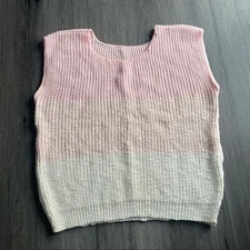 Handmade Handknit Ombre Pink Sweater Vest Sz M/L Preppy Grandmacore Coxy