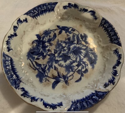 W&E Corn Ormonde Muster 24,5 cm viktorianisch blau, weiß und gold Teller
