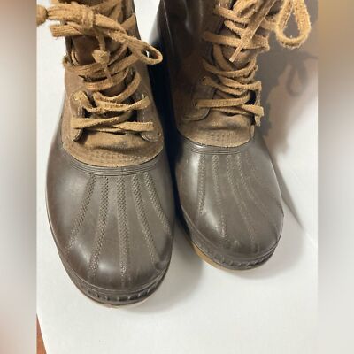 Sorel Ice pac insulated duck boots size 11 rubber leather brown s-l400.jpg main image 2