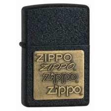 Zippo Windproof Lighter Black Crackle Gold Zippo Logo Emblem (362)