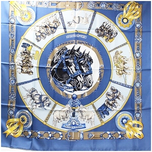 HERMES シルクスカーフ Chevaux arabes HERMES PARIS Scarf Carre 90 CHEVAL JURC Horse Made in FRANCE