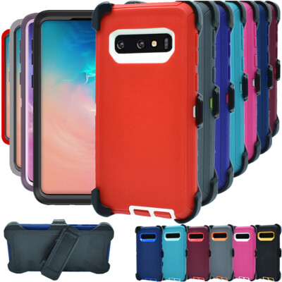 For Samsung Galaxy S10 S10e S10+Plus Shockproof Defender Case with Belt Clip 