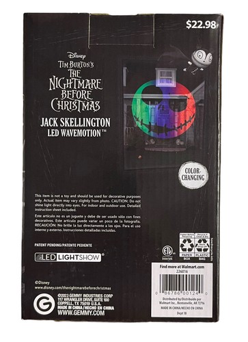 Disney Nightmare Before Christmas JACK SKELLINGTON LED WaveMotion Projector NEW - Picture 3 of 5