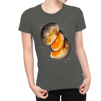 1Tee Damen T-Shirt Moon with Orange Inside Space