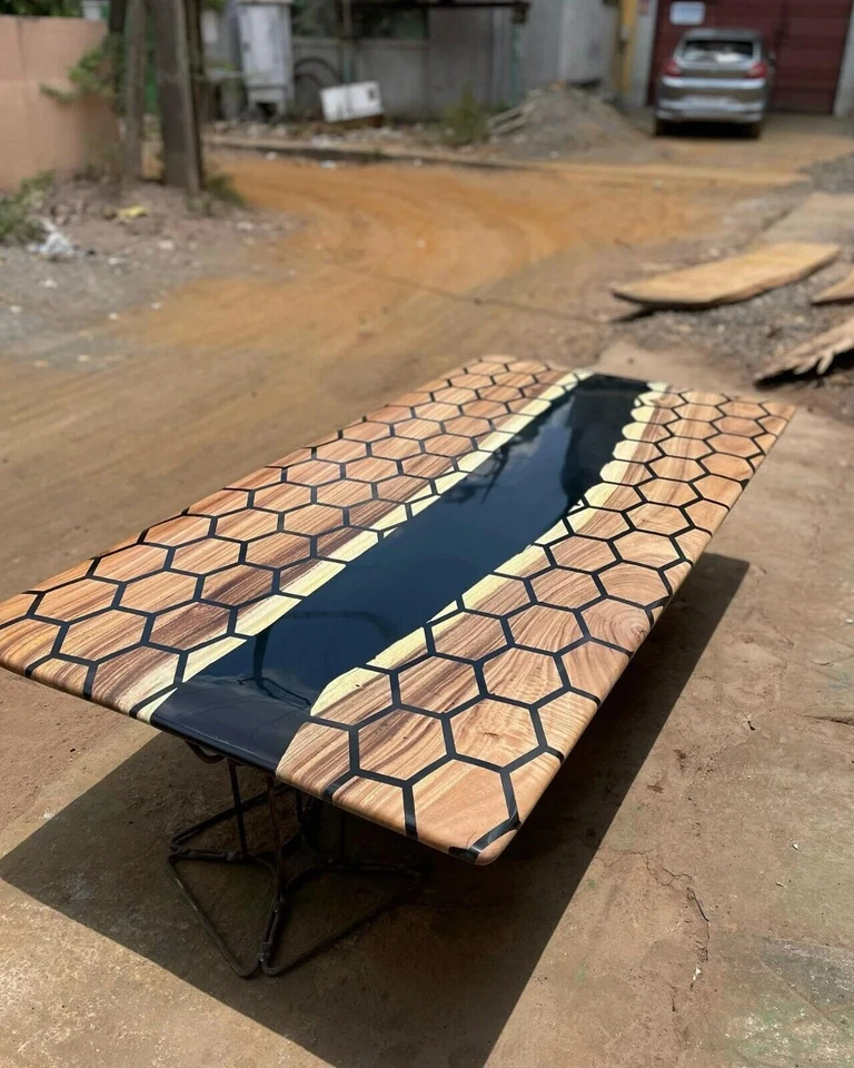 Epoxy Table Top, Walnut Dining Table, Resin Sofa Center Top Decor Handmade Decor - Image 2 of 4
