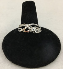 Sterling Silver Ring 8 Graduating Faceted Clear Stones Size 7 Thailand Prong