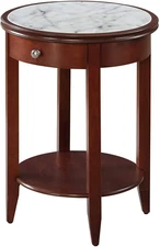 American Heritage Baldwin End Table with Drawer, Mahogany / Faux Marble