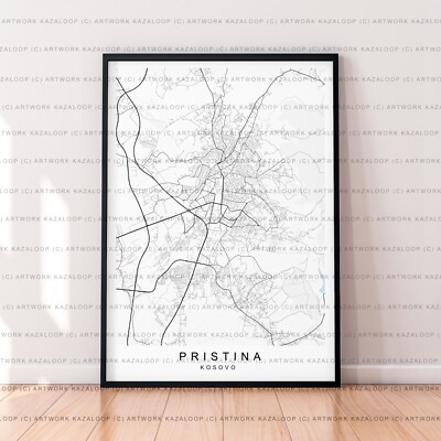 Pristina Karte Poster Druck ungerahmt Landkarte Druck Pristina Poster Kosovo Wandbild