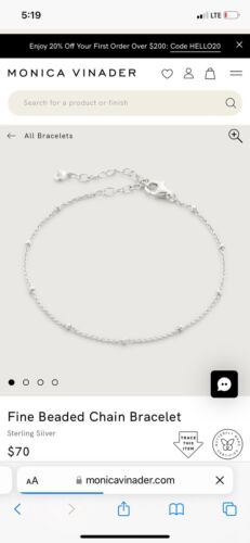 Monica Vinader Fine Beaded Chain Bracelet Sterling Silver - Picture 3 of 3