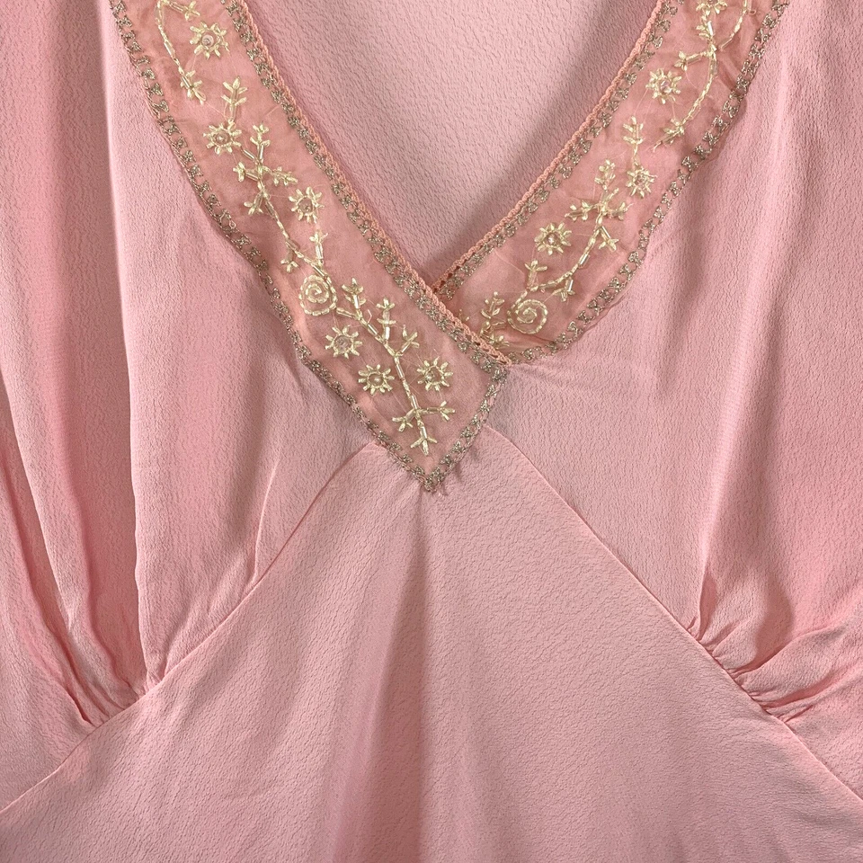 Blusa Babydoll De Colección Y2K Años 90 Desteñida Gloria Mujer Talla 16W Rosa Hada Cuentas Flutter Foto 3 de 4