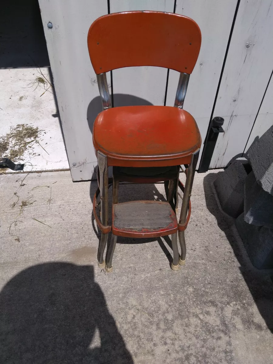 Antique High Chair Step stool Cosco Brand Kitchen Bar seat Red