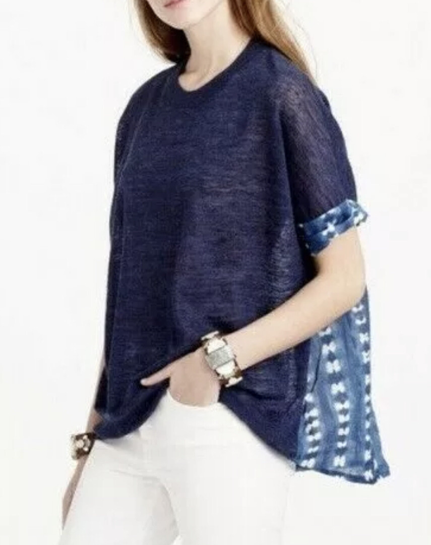 J.Crew Combo Sweater in Faded Adire Sz 