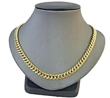 Real 14K Yellow Gold Miami Cuban Chain 22" 7mm BOX LOCK Men Necklace