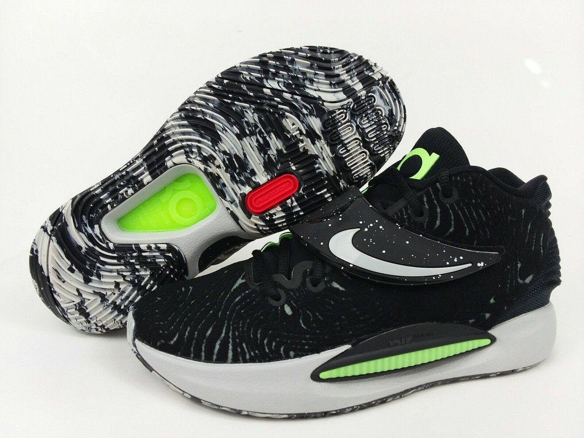 Nike KD14 Basketball Shoes Black Grey Lime Glow White CW3935