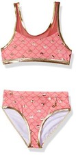 Jantzen Girls Mermaid Mesh Detail Bikini Coral/Orange Size 5