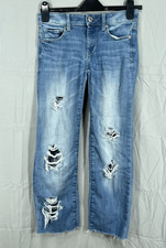 AMERICAN EAGLE Super Super Stretch BLUE Destroyed Denim WOMEN'S Skinny Jeans 00