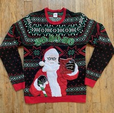 Holiday Time Men's Ho Ho Ho Santa Ugly Christmas Sweater - sz Small