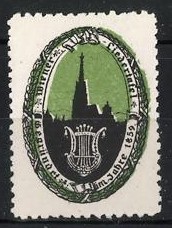 Reklamemarke Wien, NVS Liedertafel, Stephansdom und Lyra, gegründet im Jahre 18 