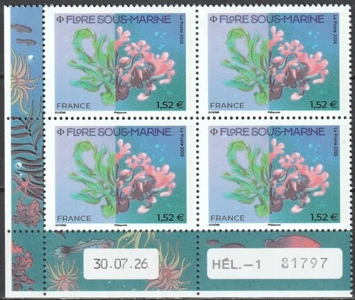 France 2026 Underwater flora sea water marine plants green red brown algae 4v BK