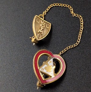 Brooch Pin Vintage WOTM FHC Women of Moose Lodge Faith Hope Charity Heart Shield