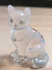 VTG Fenton Glass White Opalescent Cat Figurine Strawberries Signed