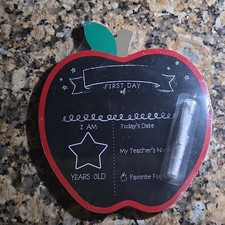 Design Group Apple Chalkboard First Day of School Hanging Wood Sign 8x7"